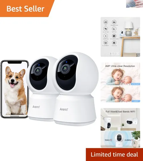 Dual-Band WiFi Indoor Security Camera - 4MP HD Monitoring Device for Home Safety