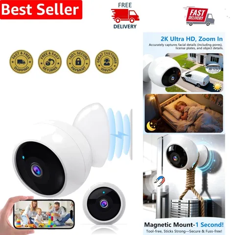 Install-Free Outdoor 2K Security Camera: Magnetic, Weatherproof, Two-Way Audio