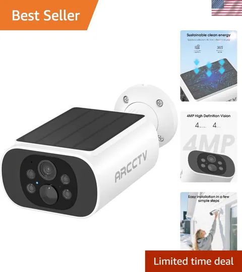 4MP Solar Security Camera with Dual Band WiFi & Two-Way Audio - Outdoor Use
