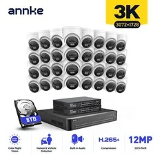 ANNKE 32CH 12MP NVR 3K Audio POE Security Camera System Color Night AI Detection