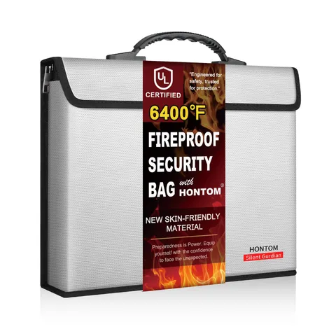 6400 Fireproof Document Bag 2 Pockets Upgraded Money Bag Travel Home Safe