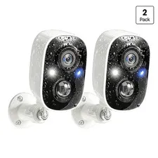 GMK Wireless Outdoor Battery Security Cameras 2K Color Night Vision 2-Pack