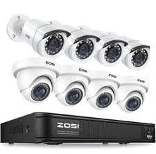 ZOSI 5MP Lite 8CH DVR Wired 2MP Security Camera System Remote View Motion Detect