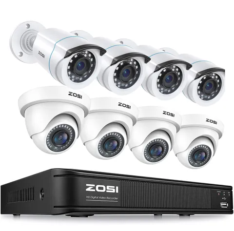 ZOSI 5MP Lite 8CH DVR Wired 2MP Security Camera System Remote View Motion Detect