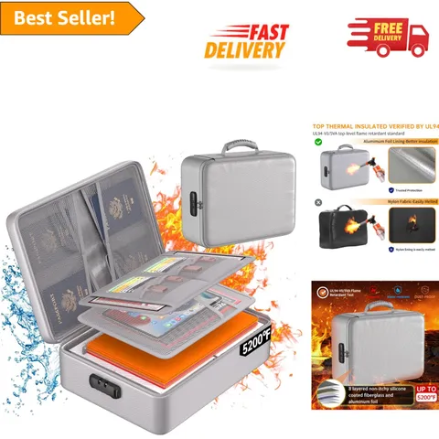 Secure 8-Layer Fireproof and Waterproof Document Organizer with Combination Lock