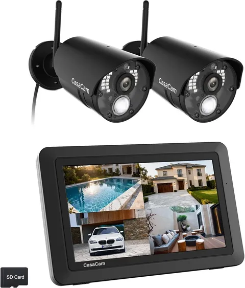 CasaCam Wireless Security Camera System 7in Monitor 2 Cam