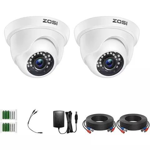 White Wired 1080P Indoor Dome TVI Security Camera Compatible with TVI DVR (2-Pac