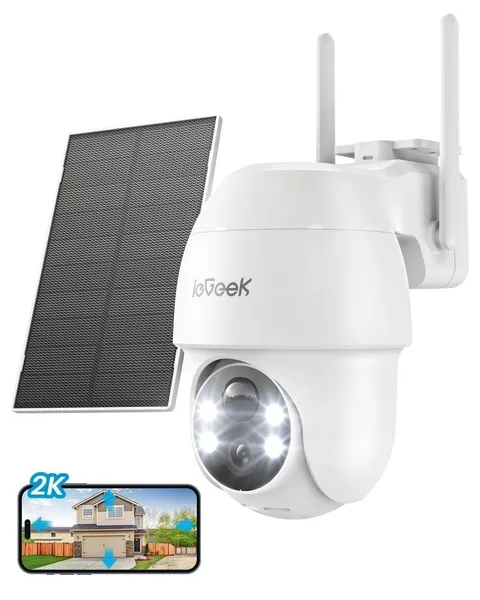 2K WiFi Camera with Solar Panel and Battery Powered, 2.4G Color Night Vision