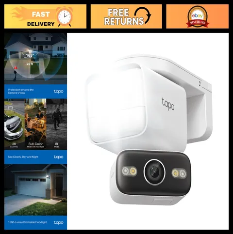 2K Outdoor Pan/Tilt Wired Floodlight Security Camera, 1500LM, Night Vision, Moti