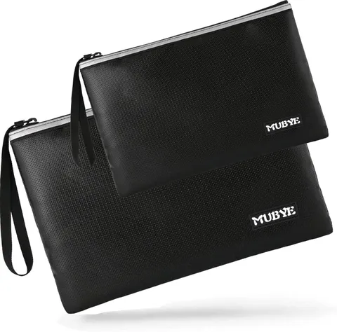 Fireproof Waterproof Money Document Bag - 2 Pack Safe Zipper Bags with Reflectiv