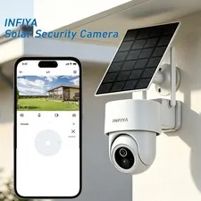 INFIYA Solar Security Camera WiFi 2K Wireless Outdoor PIR Motion Alert 360°PTZ