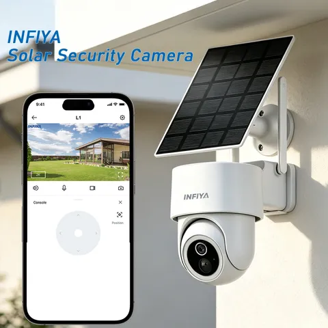 INFIYA Solar Security Camera WiFi 2K Wireless Outdoor PIR Motion Alert 360°PTZ