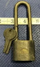 Wilson Bohannan WB Brass Padlock & 2 Keys 3'' shackle pad lock vintage