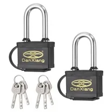 2Pcs Waterproof Padlocks, 4.1 x 2.2 x 1Inch Alloy Steel Outdoor Locks, Black