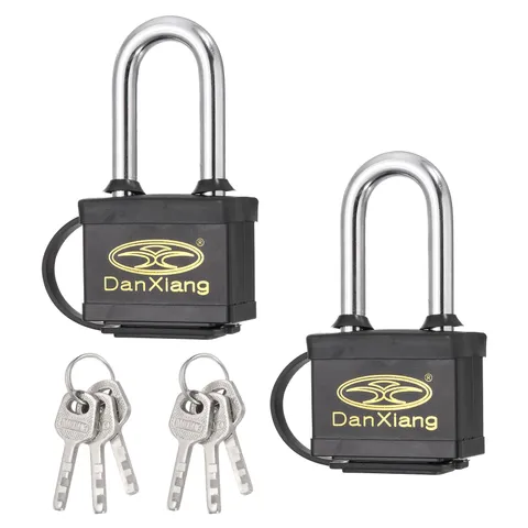 2Pcs Waterproof Padlocks, 4.1 x 2.2 x 1Inch Alloy Steel Outdoor Locks, Black
