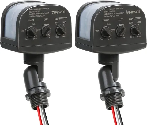 2 Pack 240-Degree Replacement Motion Sensor, Adjustable LUX(5-300) & Time & Dete