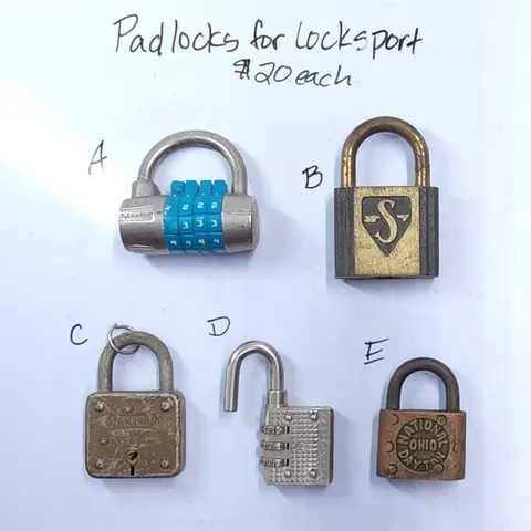 V: Locksport Collector Variation Lot: 5 different locks sold separately, no keys
