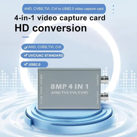 8MP 4-in-1 Video Capture Card BNC to USB TVI CVI Input and Output 1080 60fps