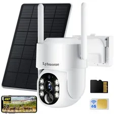 4MP 4G LTE Cellular Solar Security Cameras Wireless Outdoor , No Internet Nee...