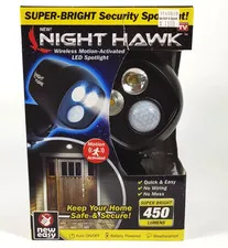 Night Hawk Motion Activated 450 Lumen LED New Outdoor Indoor Security Spotlight 