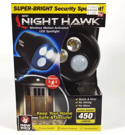 Night Hawk Motion Activated 450 Lumen LED New Outdoor Indoor Security Spotlight 