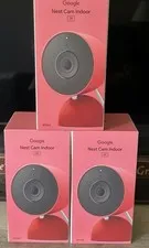 LOT OF 3 Google Nest Cam Indoor (Wired, 3rd Gen) - Security Camera - Berry