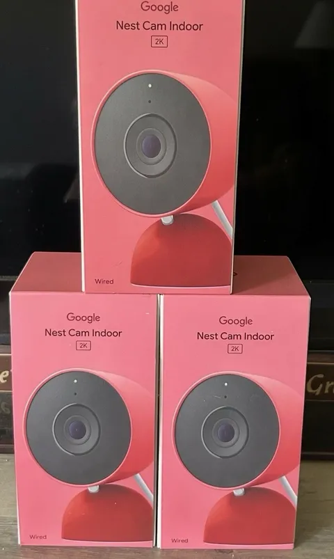 LOT OF 3 Google Nest Cam Indoor (Wired, 3rd Gen) - Security Camera - Berry