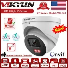 Vikylin 4MP CCTV POE IP Camera IR Light with Audio Onvif Wired Outdoor Indoor