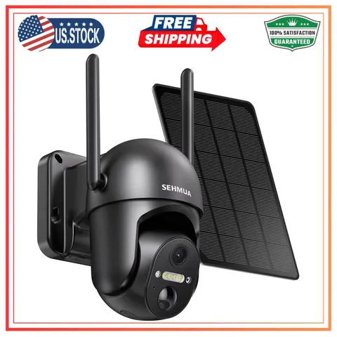 SEHMUA 2K Solar Wireless Security Camera Outdoor 360 View Battery WiFi Spotlight
