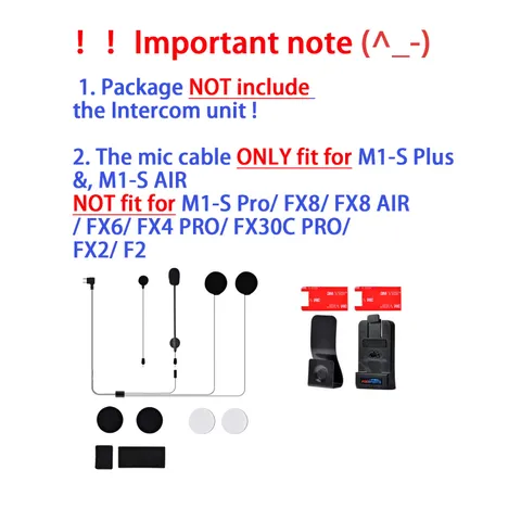 Boom+Soft Cable Micphone Speaker Headset For M1-S Plus Helmet Intercom+Clip