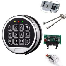 Gun Safe Lock Replacement Chrome Keypad Safe Lock with Solenoid 2 Master Keys