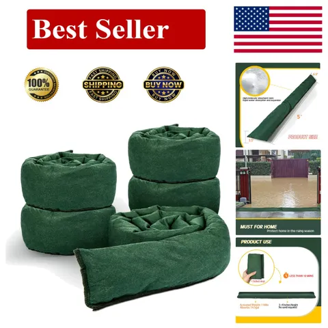 5 Pcs Water Barrier 5 ft x 6.5 Inch Flood Barriers for Home Reusable...