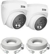 ZOSI 2Pack C220 4K 8MP Add-On PoE IP Camera AI Detect One Audio Night Vision
