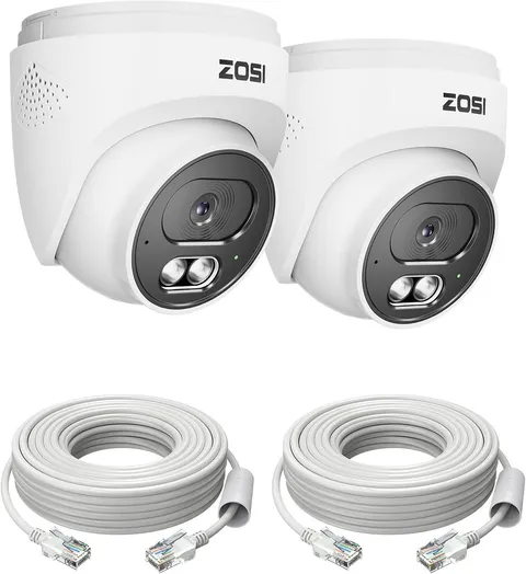 ZOSI 2Pack C220 4K 8MP Add-On PoE IP Camera AI Detect One Audio Night Vision