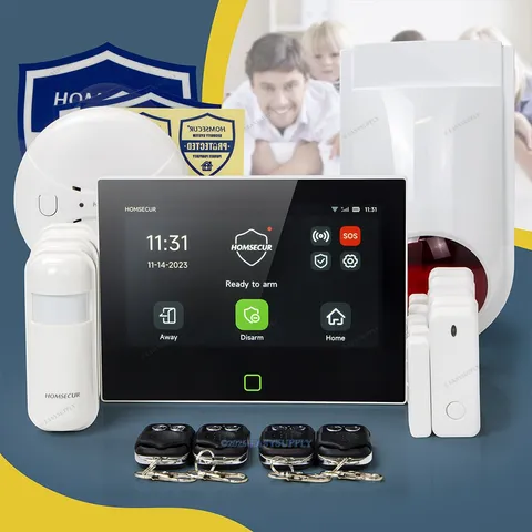 HOMSECUR Wireless WIFI 4G 2G SMS Autodial Home 7" Alarm System Touch Screen