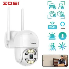 ZOSI 2MP Wireless PTZ IP Camera WiFi Home Outdoor ColorVu AI Human/Car Detect