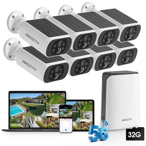 Wireless Security Camera System Solar Outdoor Audio Color Night Vision 10CH NVR