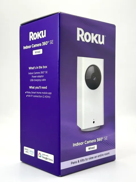 Roku Indoor Camera 360 Pan/Tilt Wired 1080p HD video & color night vision White