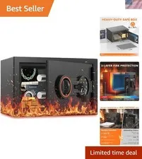 2026 0.5H 1700°F] Mini Fireproof Safe, 14.8Lbs Heavy Duty Fire Safe Box | wit...