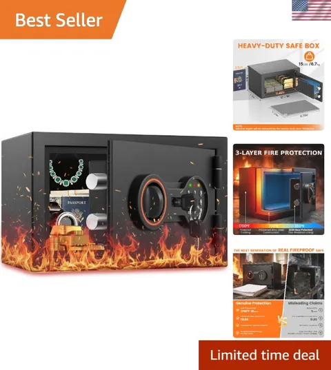 2026 0.5H 1700°F] Mini Fireproof Safe, 14.8Lbs Heavy Duty Fire Safe Box | wit...