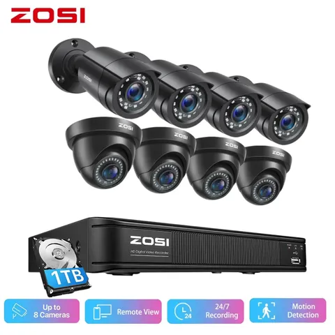 ZOSI 5MP Lite 8CH DVR  Security CCTV Camera System Outdoor 80ft Night Vision 1TB