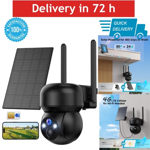 4G LTE Solar Security Camera 2K Outdoor PTZ Night Vision No WiFi