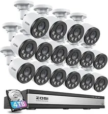 ZOSI 16CH 4K NVR PoE 4MP Remote View Camera System Instant Alert 24/7 Record 4TB