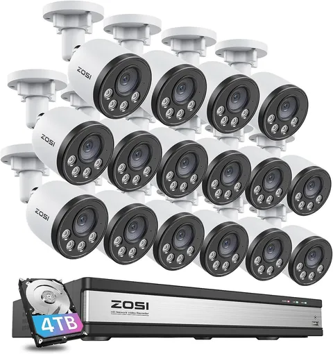 ZOSI 16CH 4K NVR PoE 4MP Remote View Camera System Instant Alert 24/7 Record 4TB