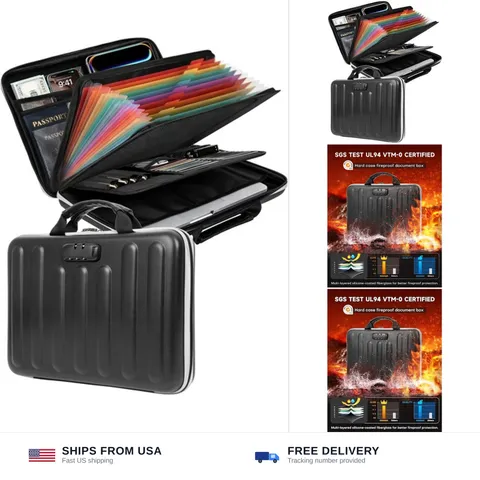 DOZAWA Fireproof Document Box, Waterproof Hard File Organizer with Lock | UL-...