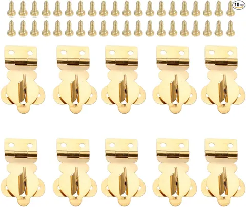 10Pcs Brass Solid Padlock Hasp, Mini Decorative Hasps Buckles with Screws for