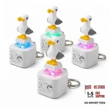 4 Pack Seagull Mine Button Keychain, LED Sound Fidget Clicker