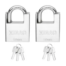 2Pcs High Security Steel Shrouded Padlock with 3 Key, Silver (1-7/8 Inch)