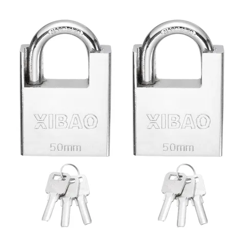 2Pcs High Security Steel Shrouded Padlock with 3 Key, Silver (1-7/8 Inch)