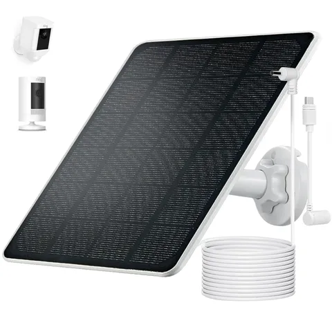 Ring Camera Solar Panel Charger for Stick Up and Spotlight Cams, Weatherproof